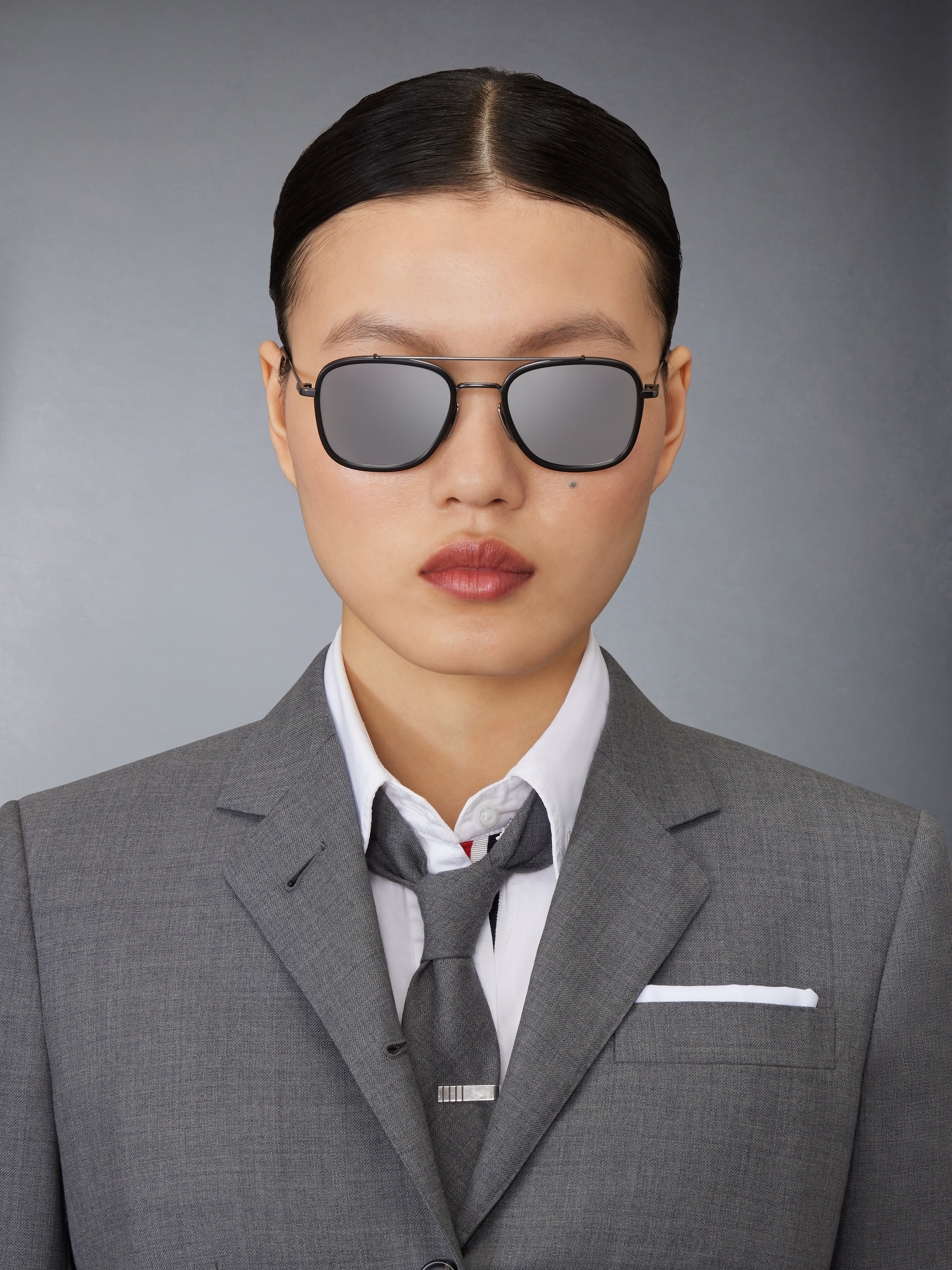 Acetate And Titanium Rectangular Aviator Sunglasses - 2