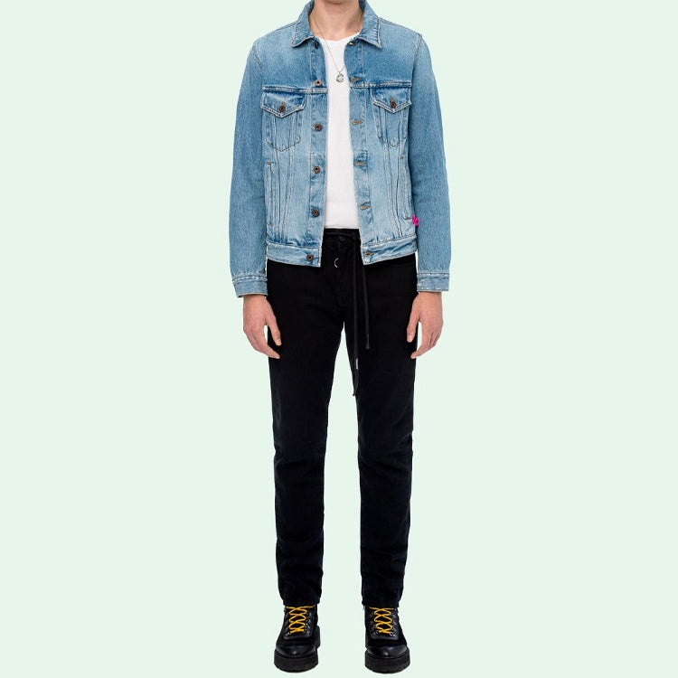 Off-White Spray Paint Graffiti Jacket Men Blue OMYE005E193860457128 - 8
