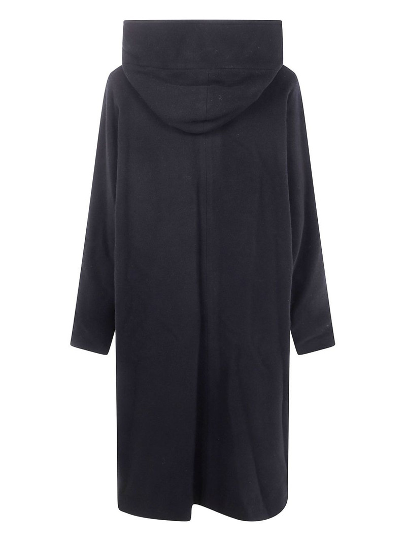 Y's hooded button-down wool coat outlook