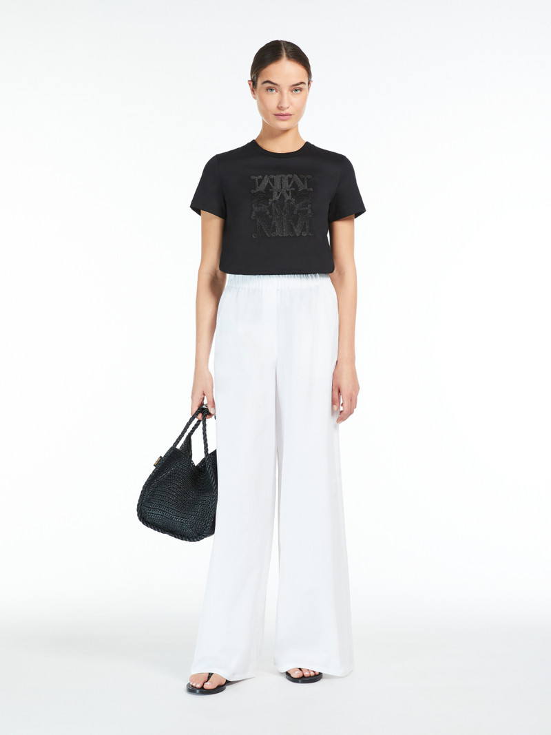 Max Mara TAVERNA Cotton T-shirt with appliqué outlook