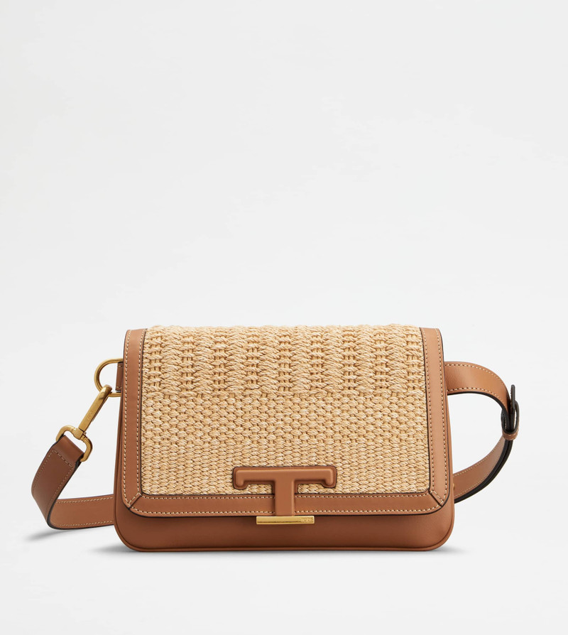 T TIMELESS BELT BAG IN CORD AND LEATHER MINI - BEIGE, OFF WHITE 1