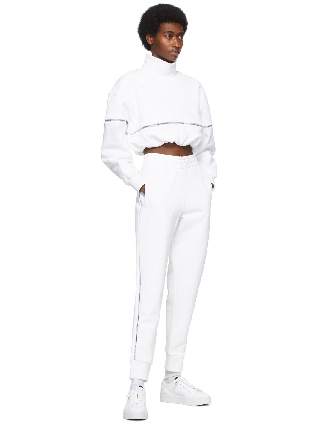 White Logo Tape Lounge Pants - 8