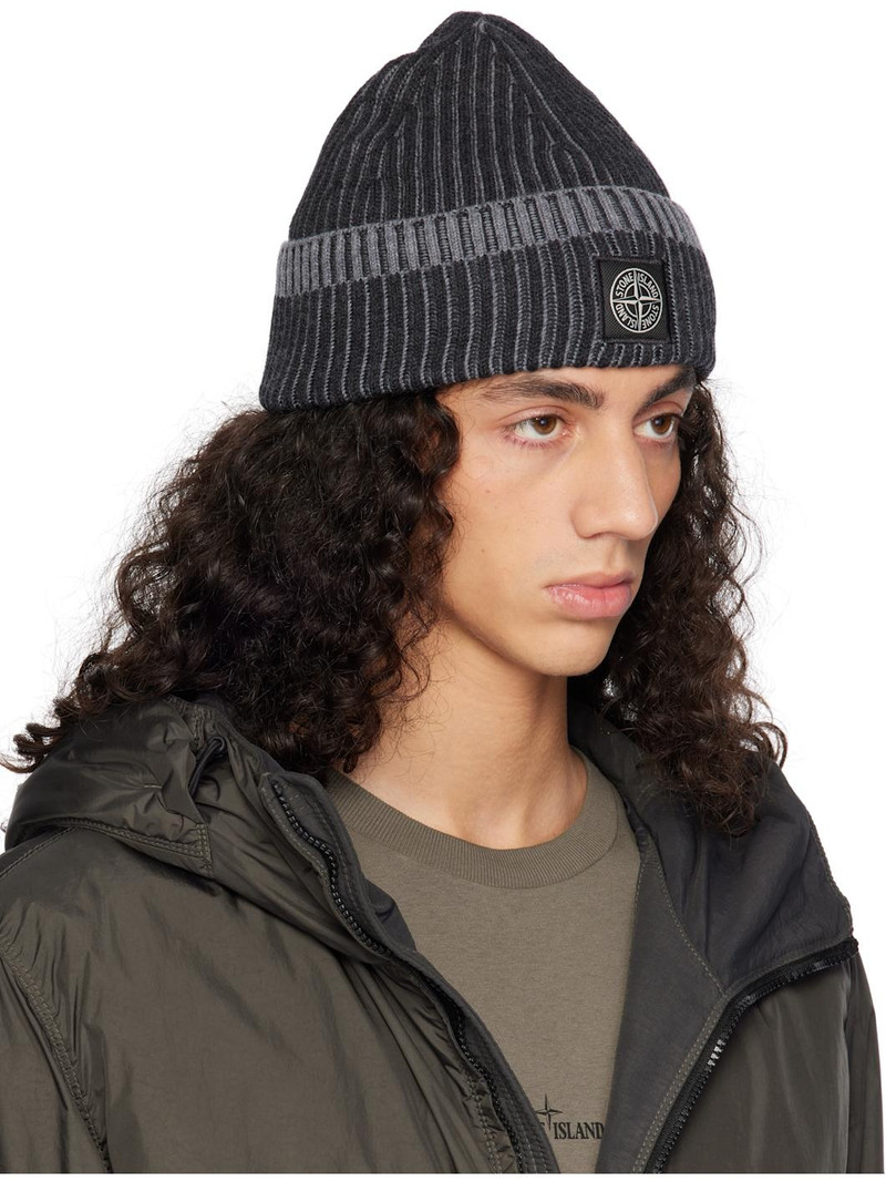 Stone Island Gray Contrast Knitted Badge Beanie outlook