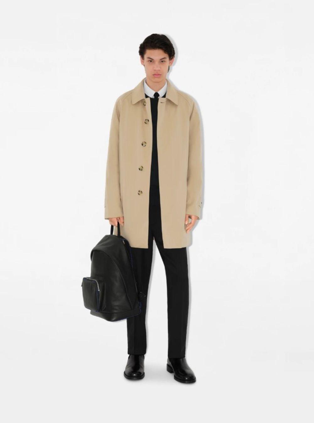 Burberry Men Beige Single-Breasted Coat With One Single Button In Cotton Man - 4