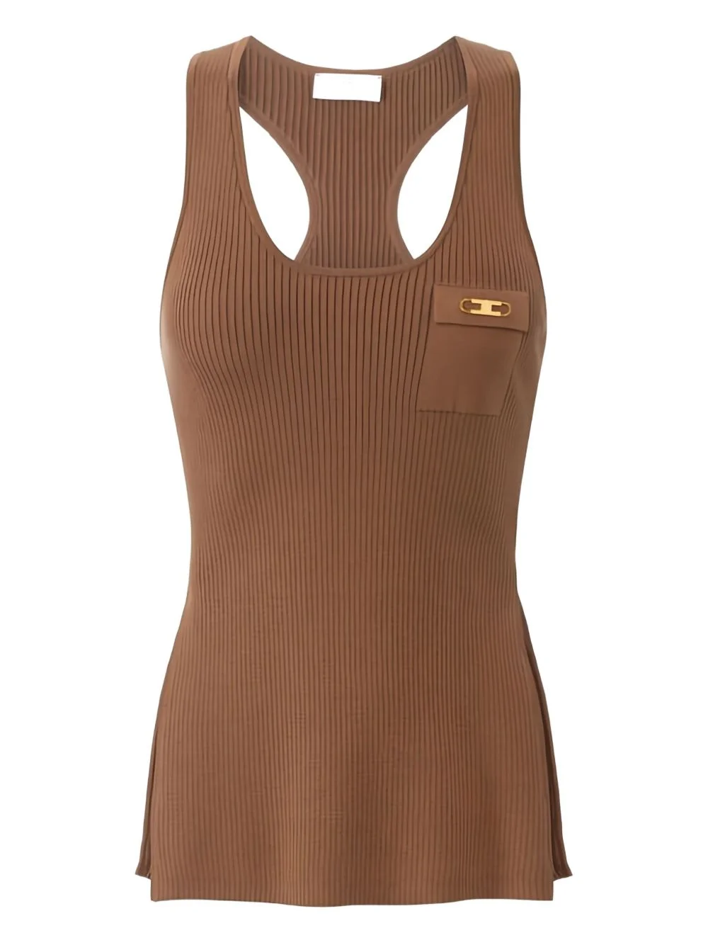 ribbed breast-pocket tank top - 1