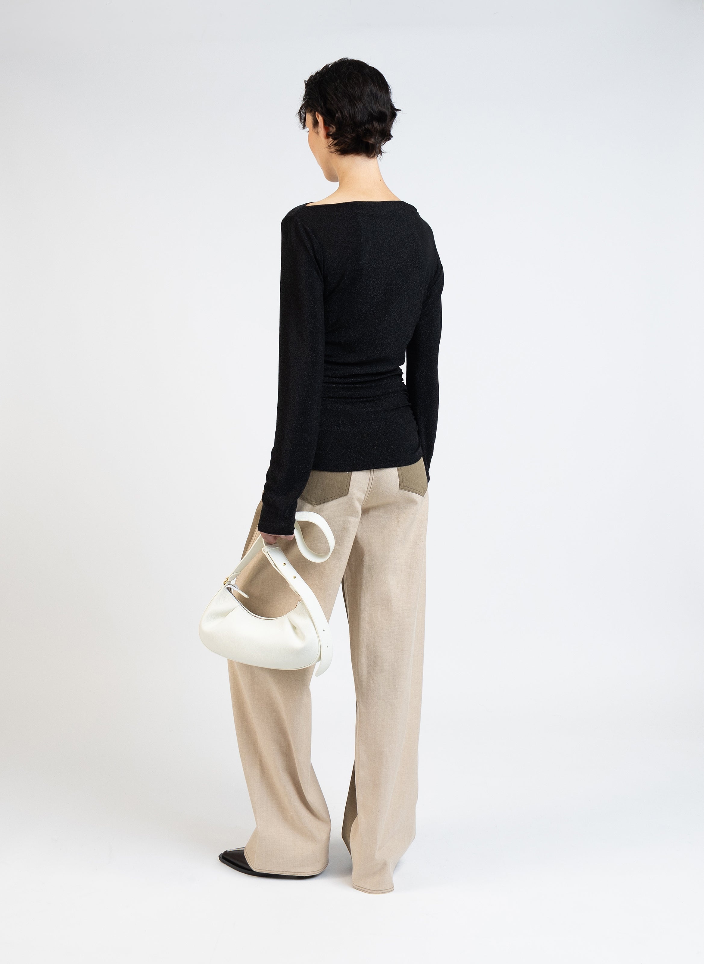 Draped Jersey Top/Black - 4