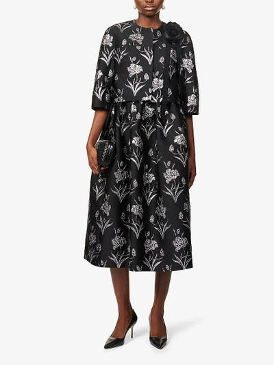 Erdem Floral-pattern cropped woven jacket outlook