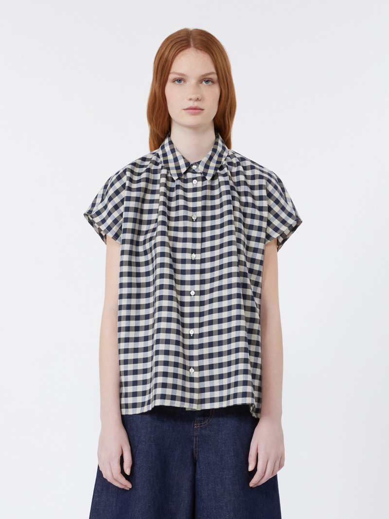 STRANO Cotton and ramie batavia shirt - NAVY 3