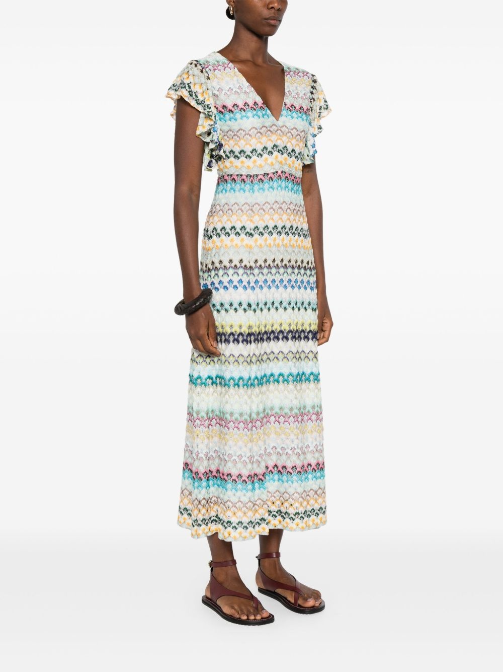 V-neck midi dress - 3