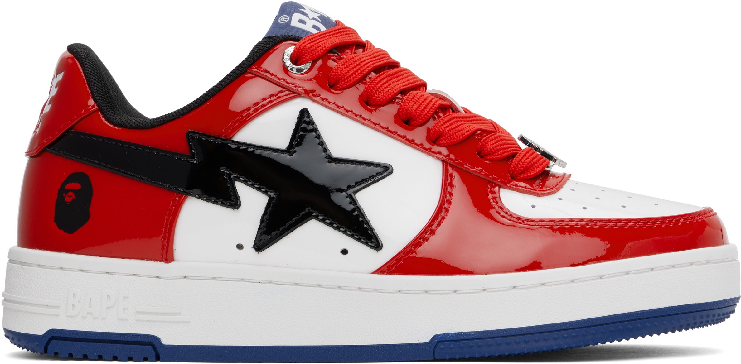 Red & White 'BAPE' STA # 1 Sneakers - 2