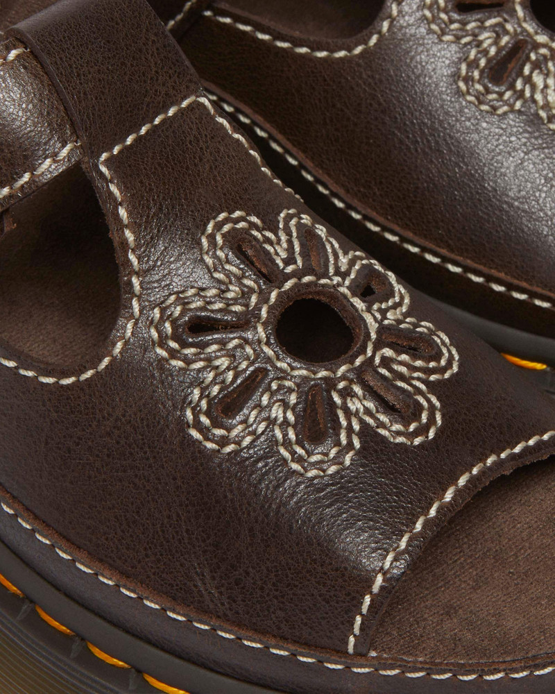 Dunnet Flower Full Grain Leather Sandals 7