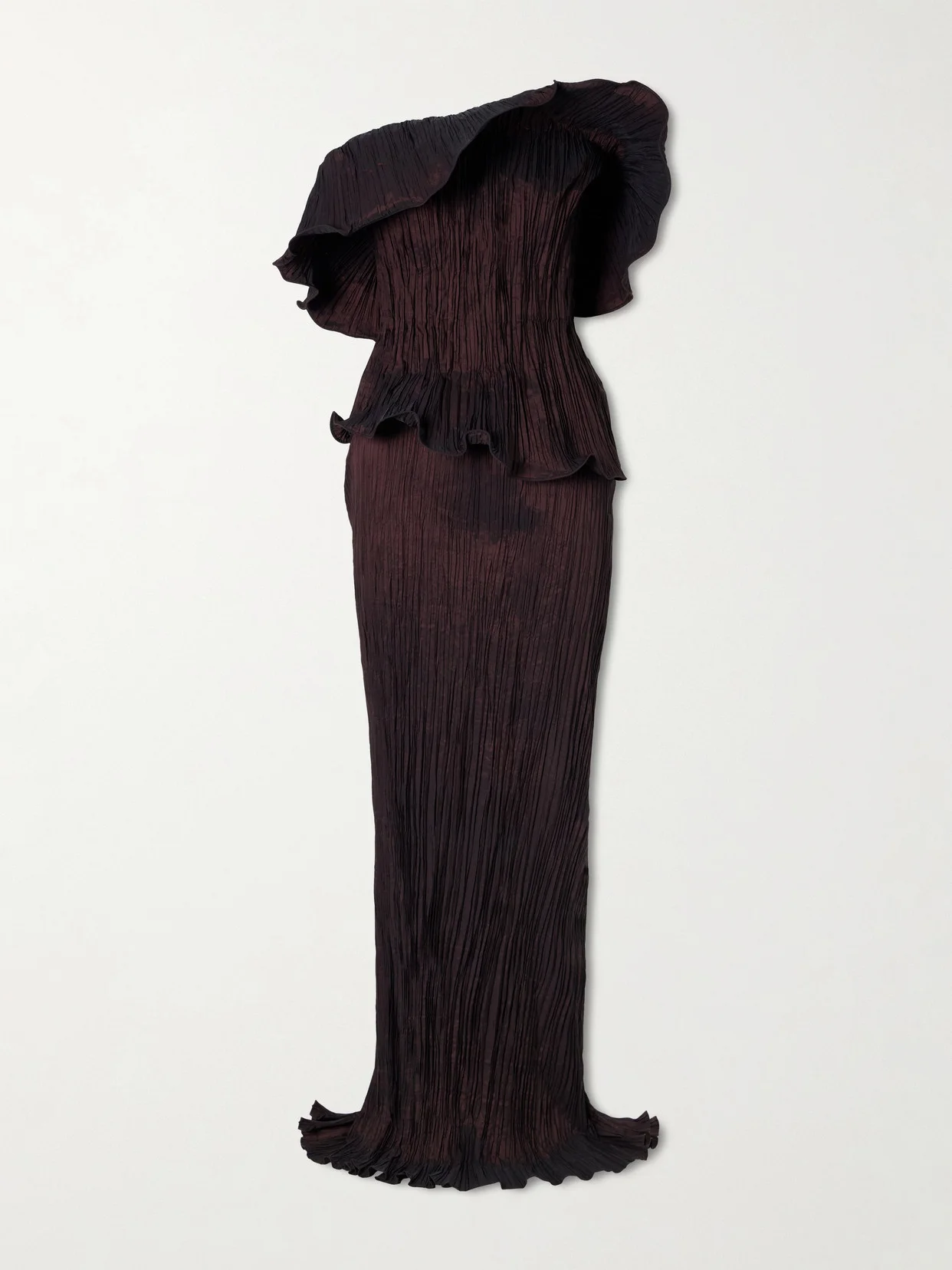 Pleated Off-the-shoulder Taffeta Gown - 1