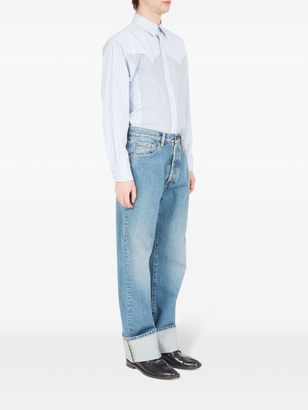 turn-up straight-leg jeans - 3