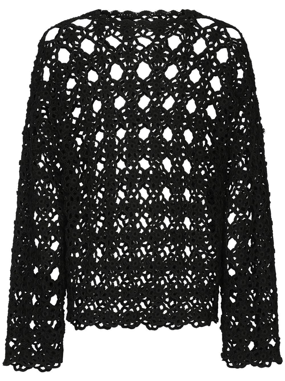 crochet-knit cotton sweater - 1