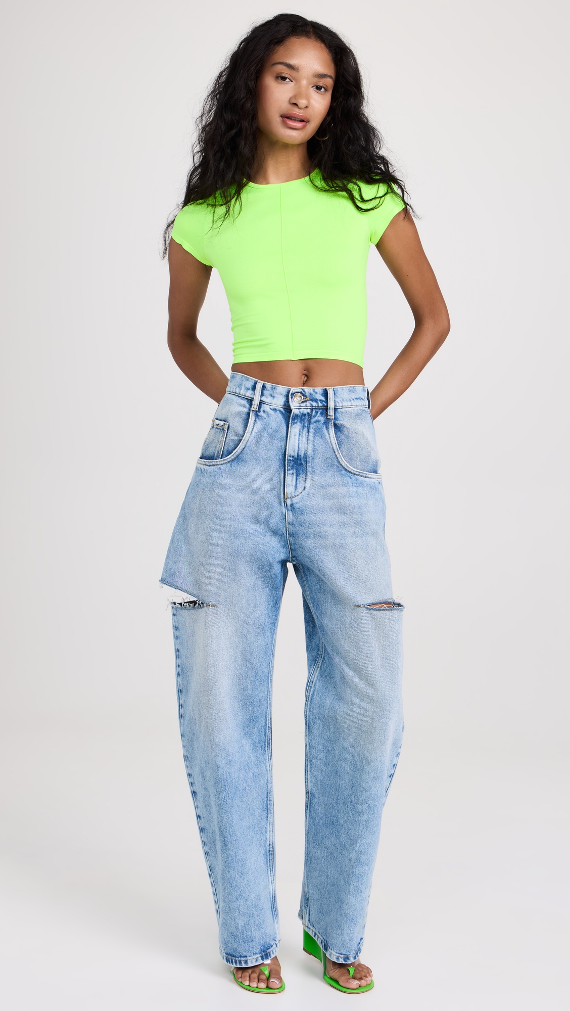 Denim Jeans with Slash Details - 9