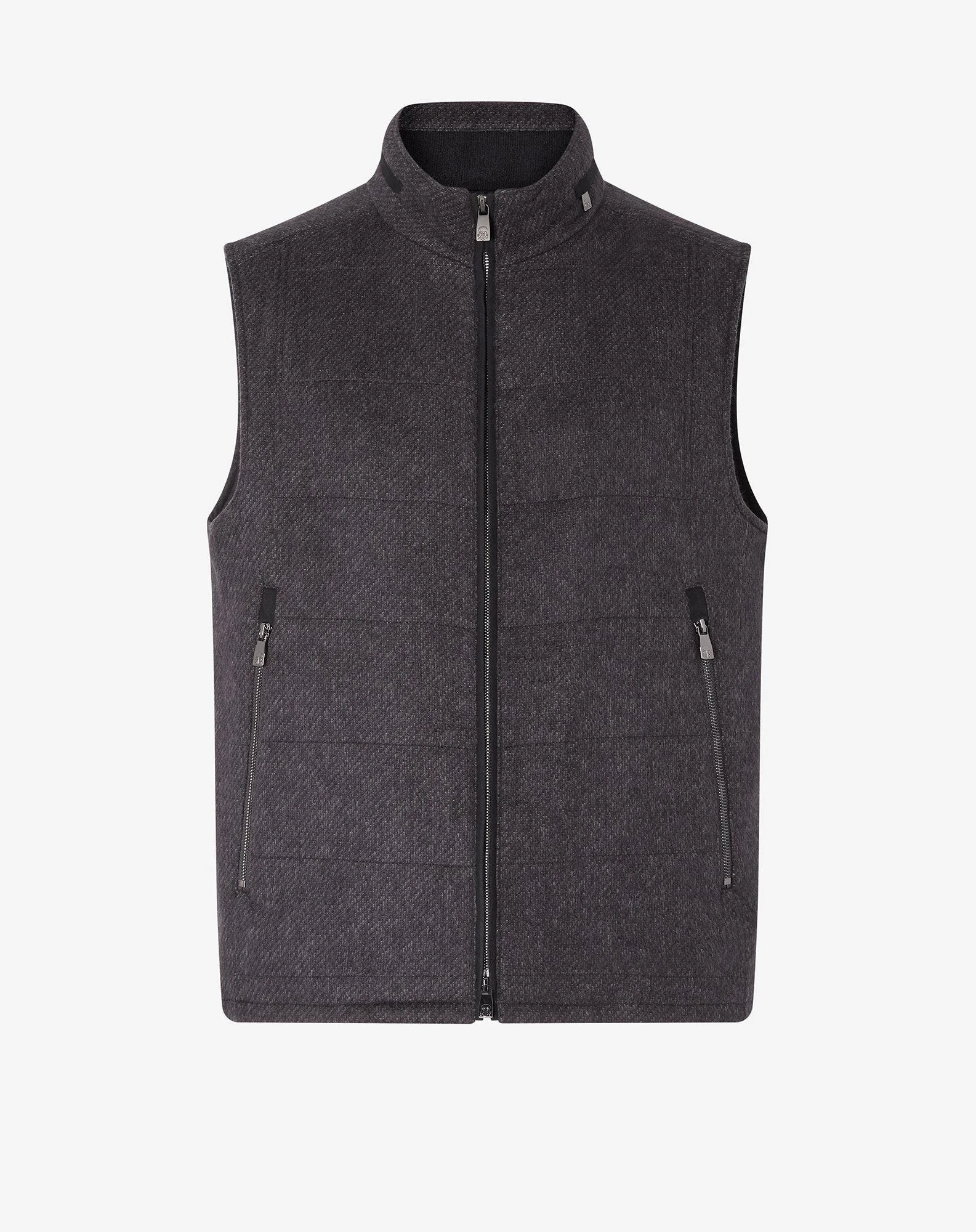 Blue micropatterned silk and cashmere waistcoat - 1