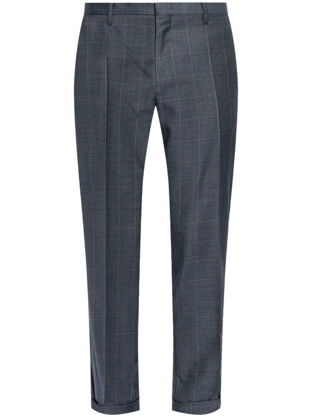 check-pattern tailored trousers - 1