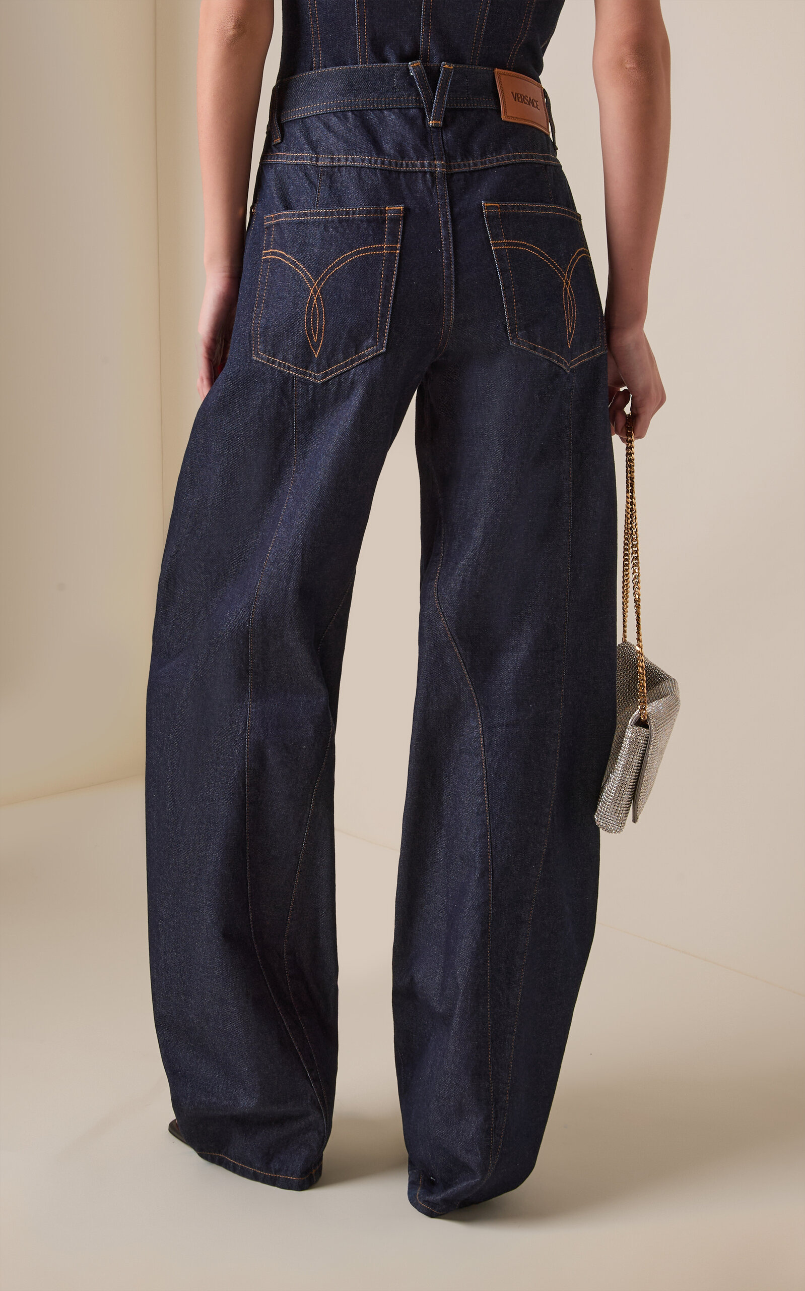 Rigid High-Rise Barrel Jeans dark wash - 4