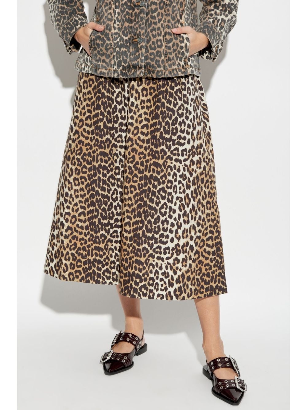 leopard-print midi skirt - 3