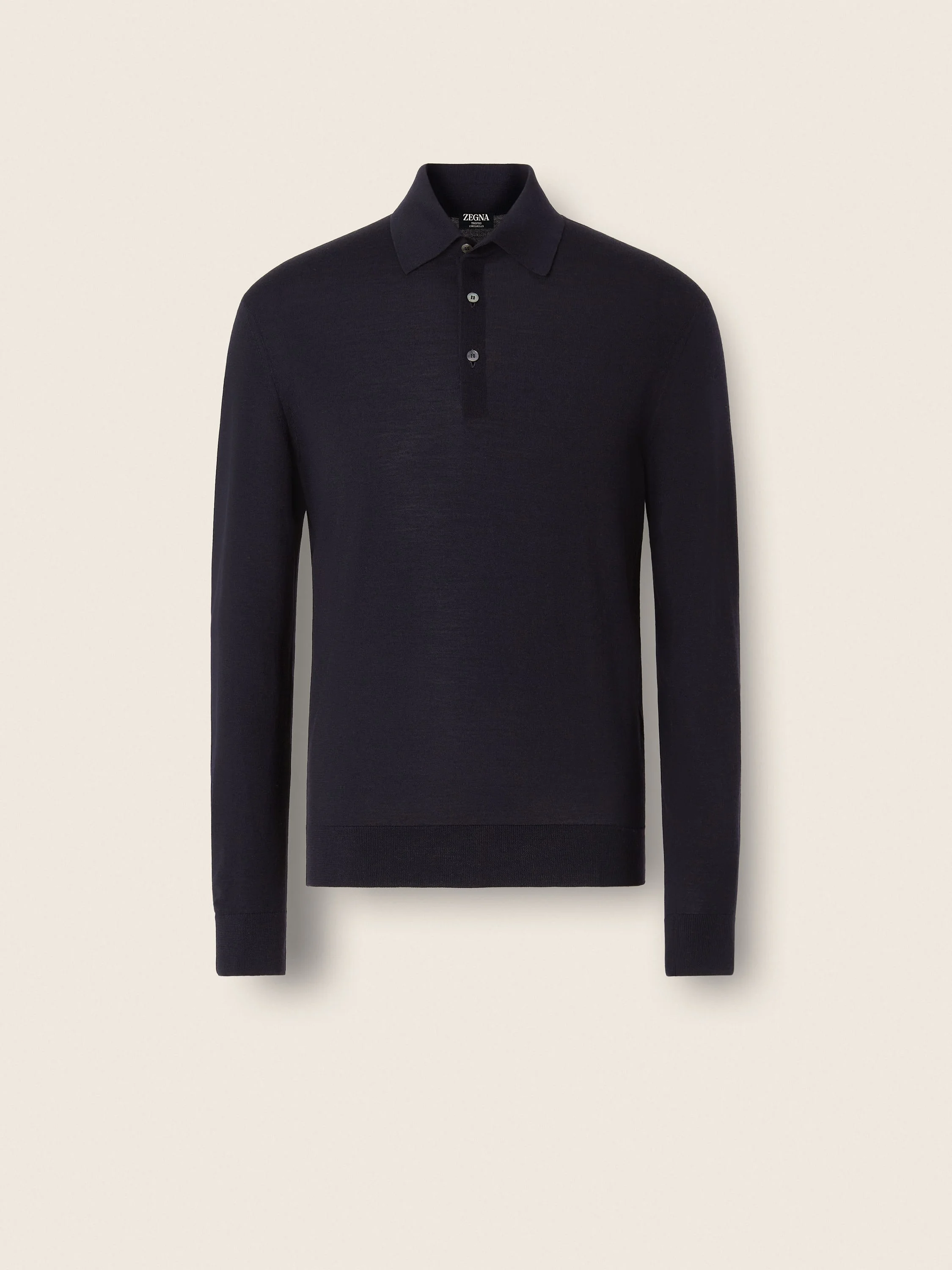 NAVY BLUE TROFEO 15MILMIL15 WOOL POLO SHIRT - 1