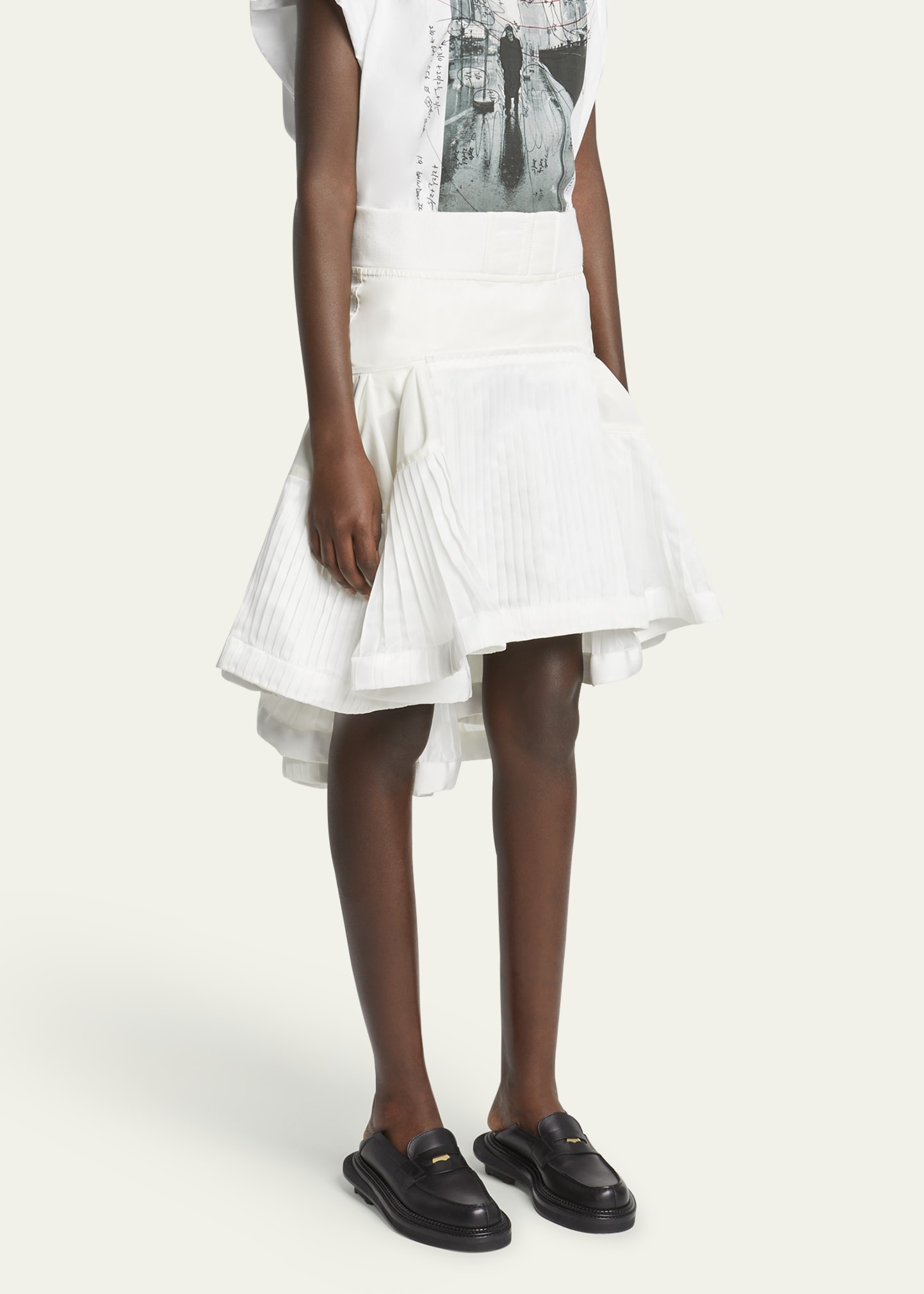 Multi Pleated High-Low Skirt - 4