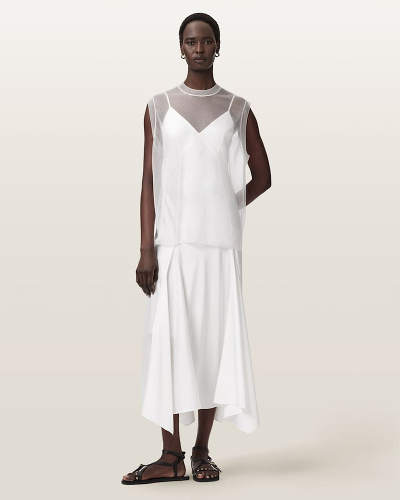 ALLSAINTS AVA SLEEVELESS SATIN MIDI DRESS outlook