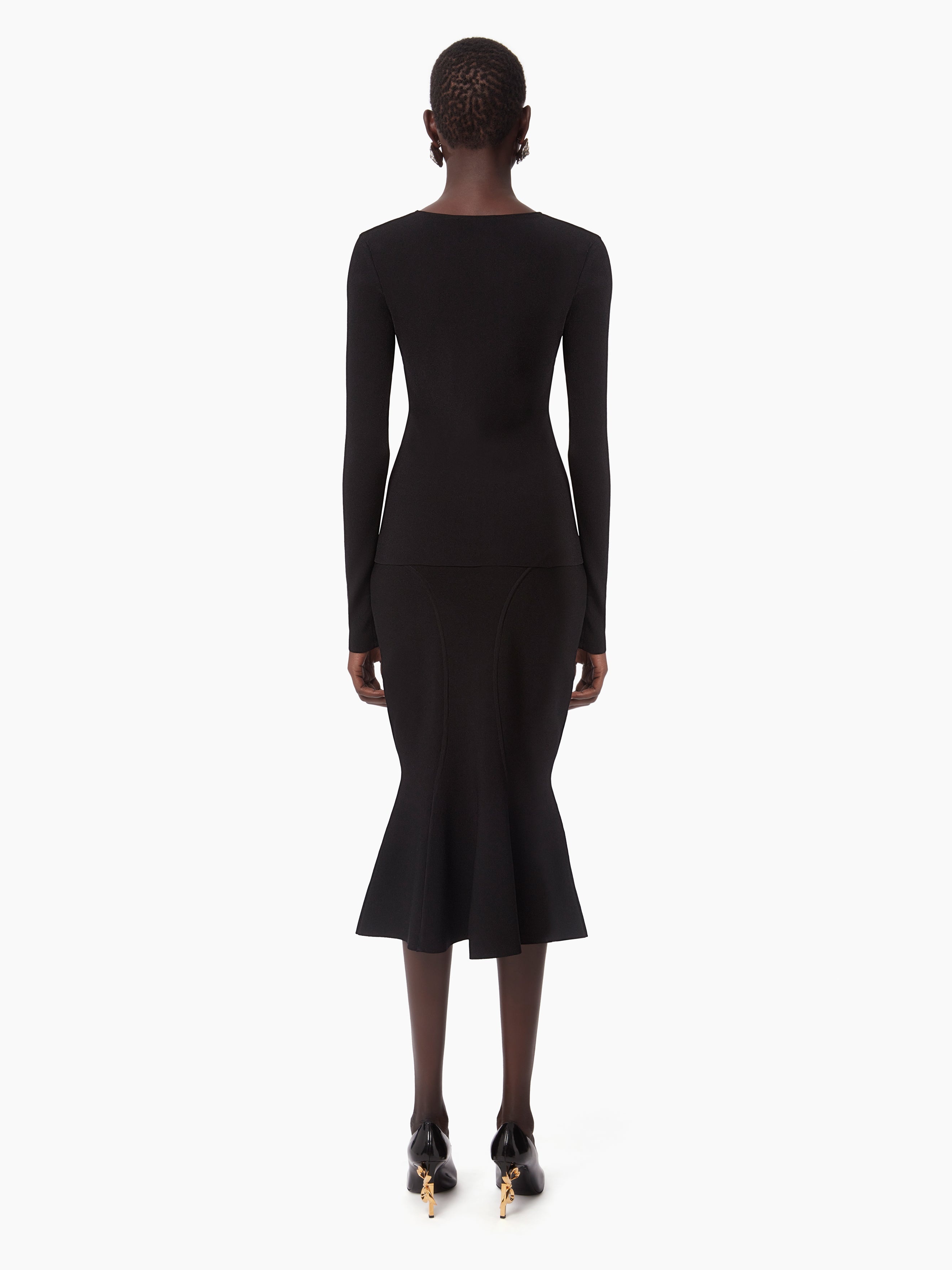 LONG MERMAID SKIRT WITH CUTLINES - 4