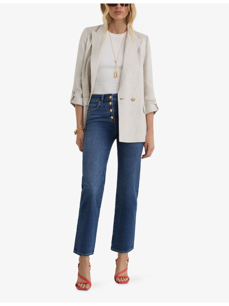 REISS Lana Straight-Leg Cropped Stretch-Denim Jeans outlook