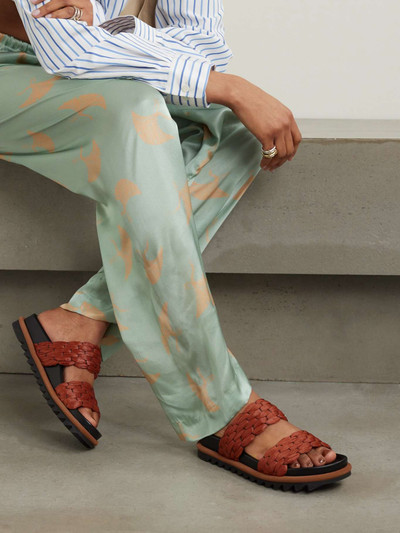 Dries Van Noten Leather-trimmed raffia sandals outlook
