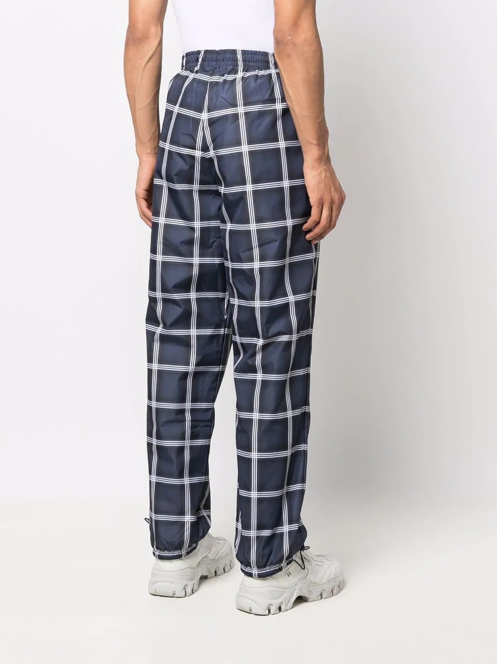 grid straight-leg trousers - 4