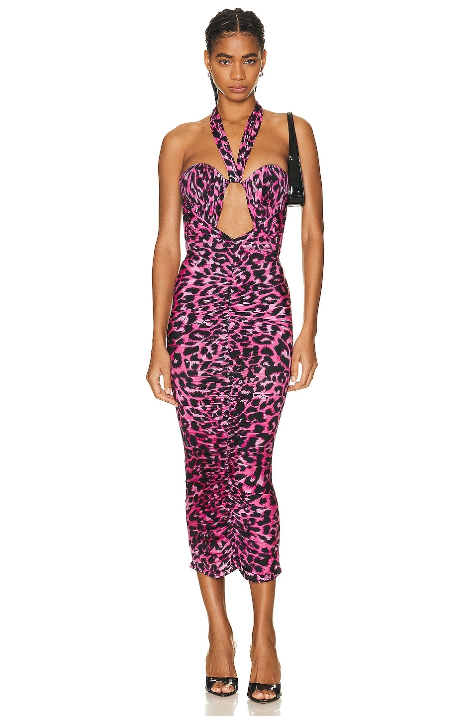 Caton Ruched Halter Twist Dress - 1