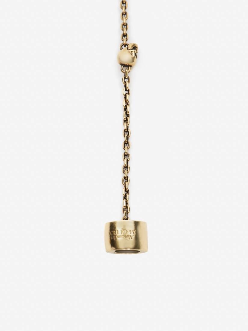 Women's Pearl Skull Chain Necklace For Airpods in Antique Gold - 3