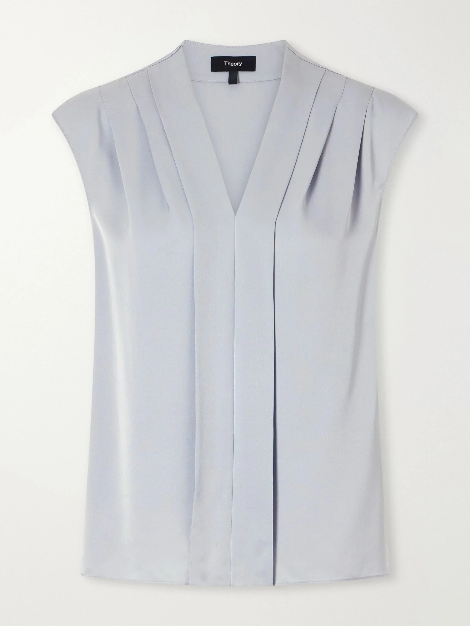 Pleated silk-satin blouse Gray - 1