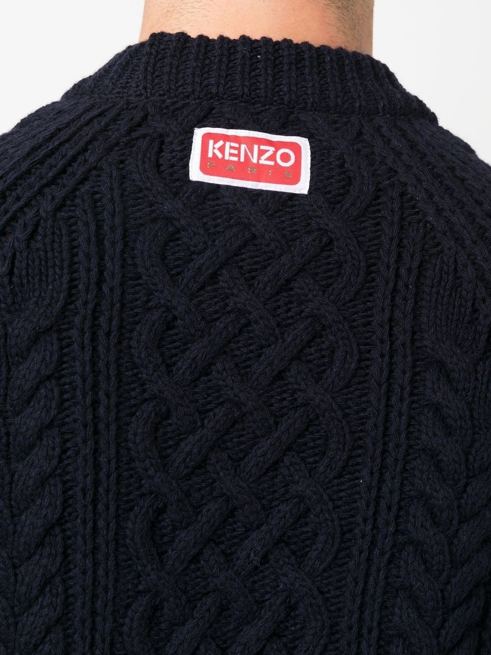 logo-patch cable-knit wool jumper - 5