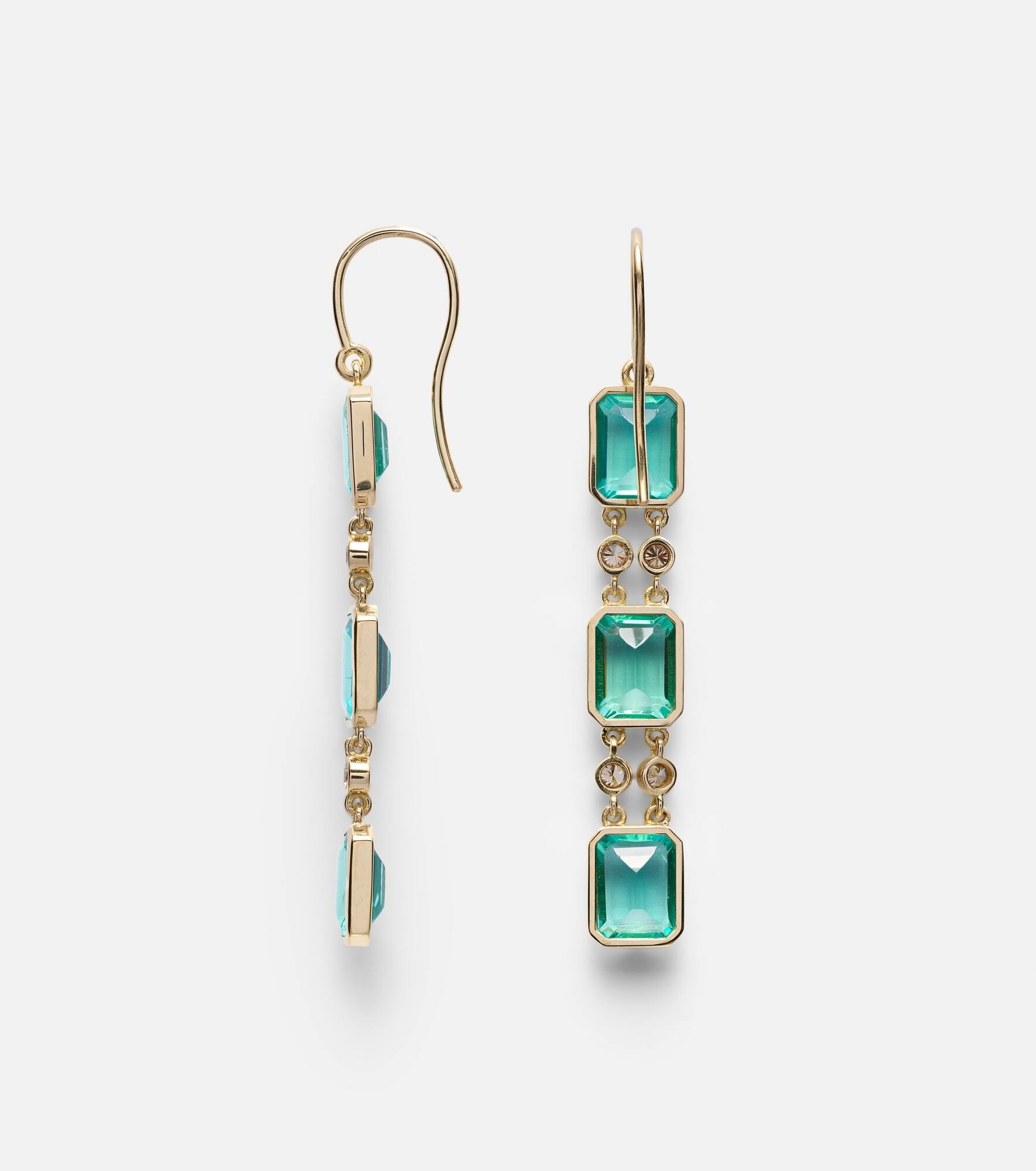 Sofia 18kt gold drop earrings with apatites and diamonds - 4