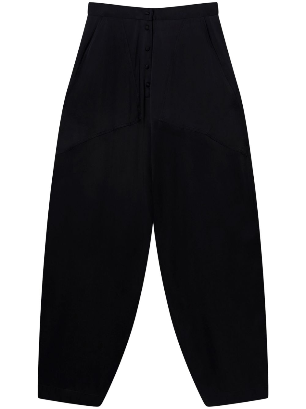 panelled satin tapered trousers - 1