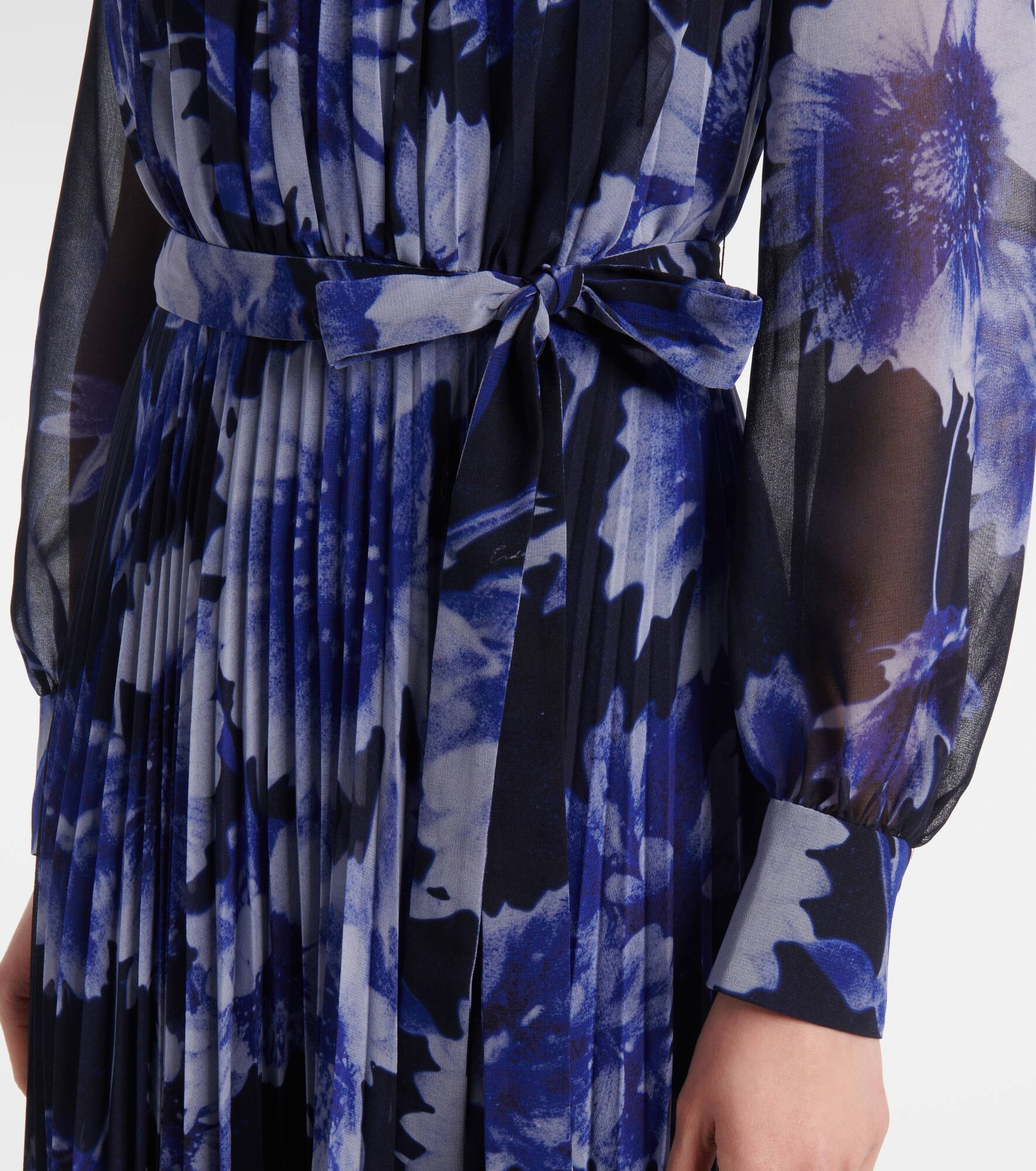 Floral pleated voile gown - 5