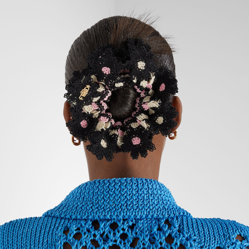 Hair Elastic Black crocheted cotton hair elastic 3