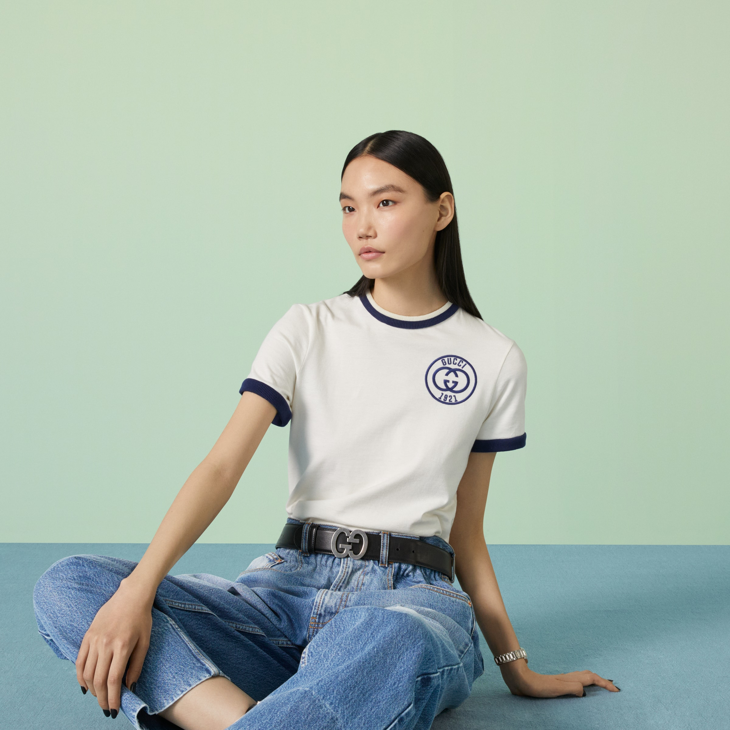 Cotton jersey T-shirt with Gucci embroidery - 7