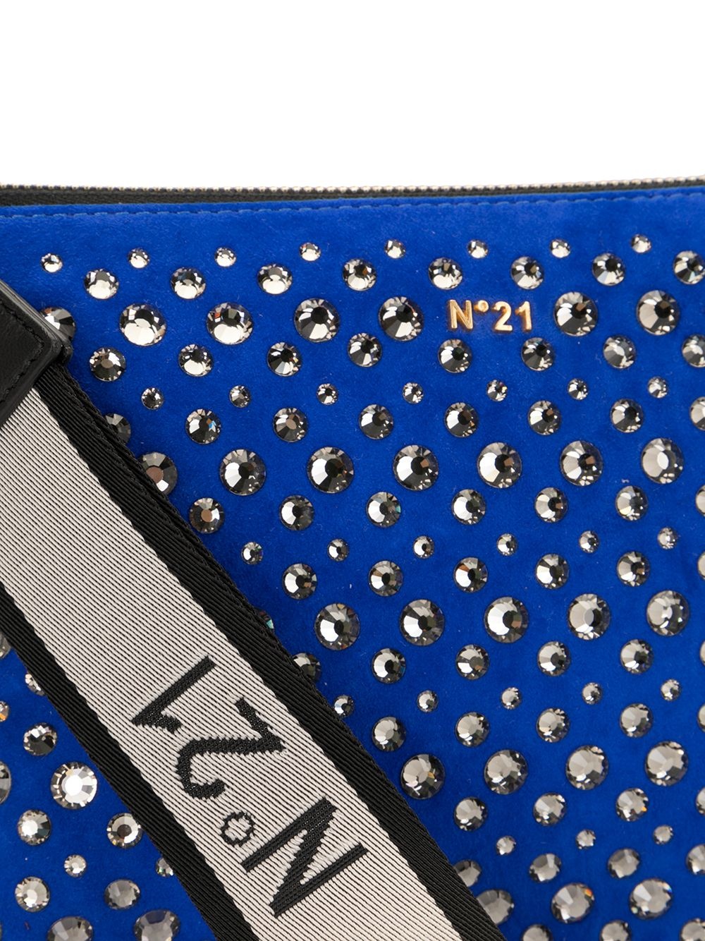 crystal-embellished logo clutch - 4