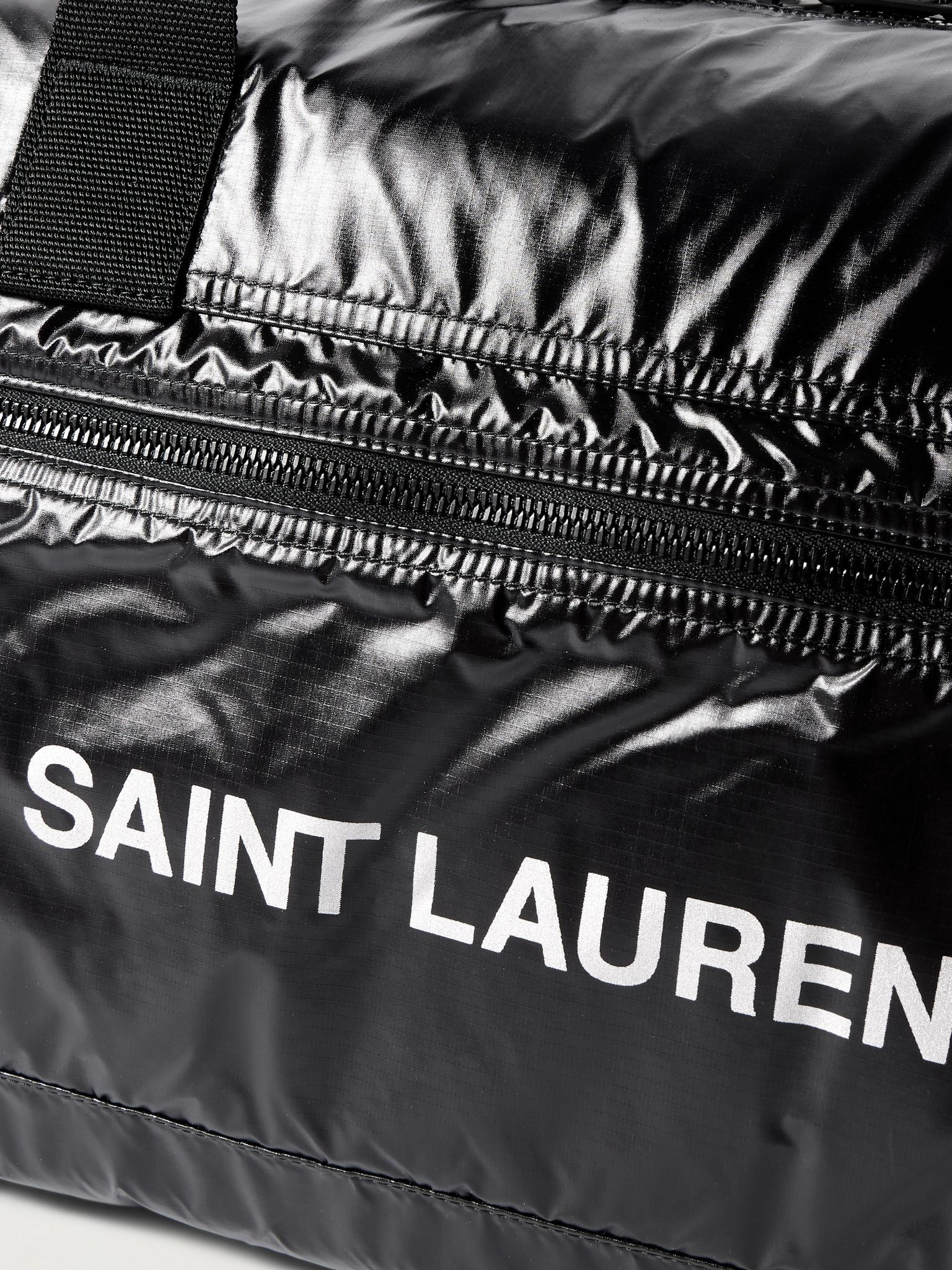 Logo-Print Glossed Nylon-Ripstop Duffle Bag Black - 4