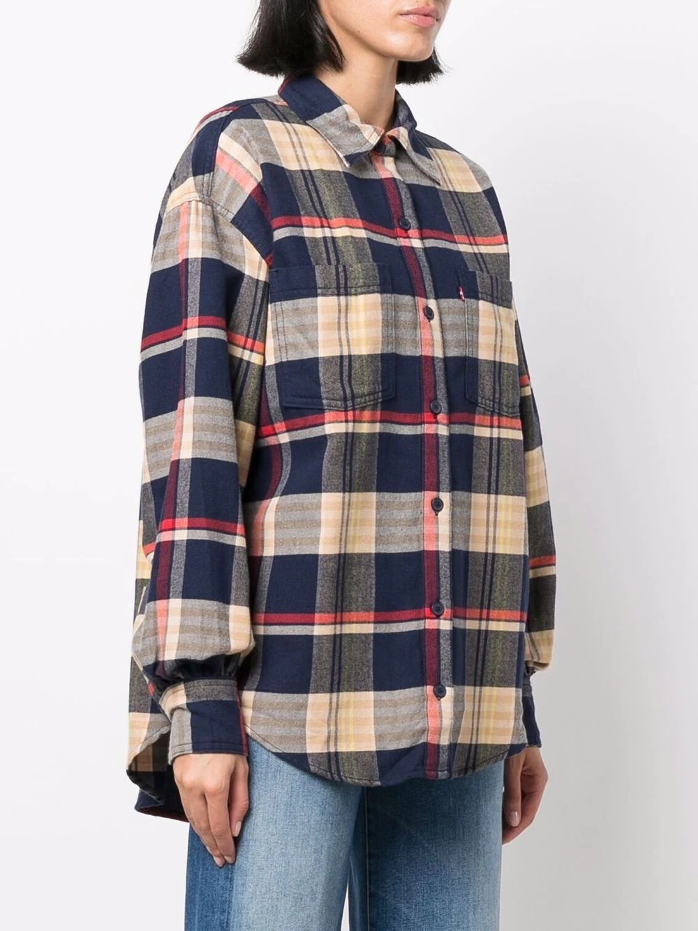 check-print long-sleeve shirt - 3