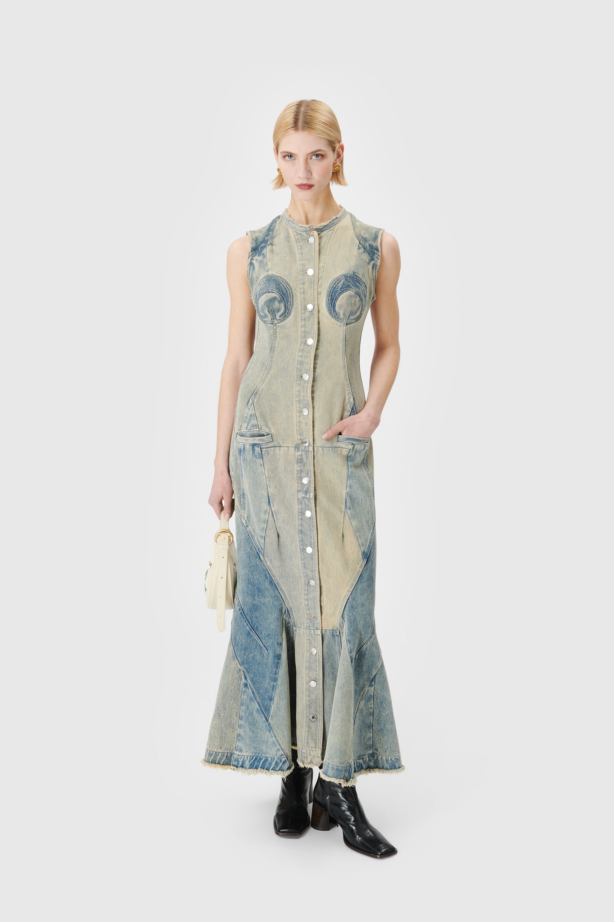 Regenerated Denim Evening Dress - 2