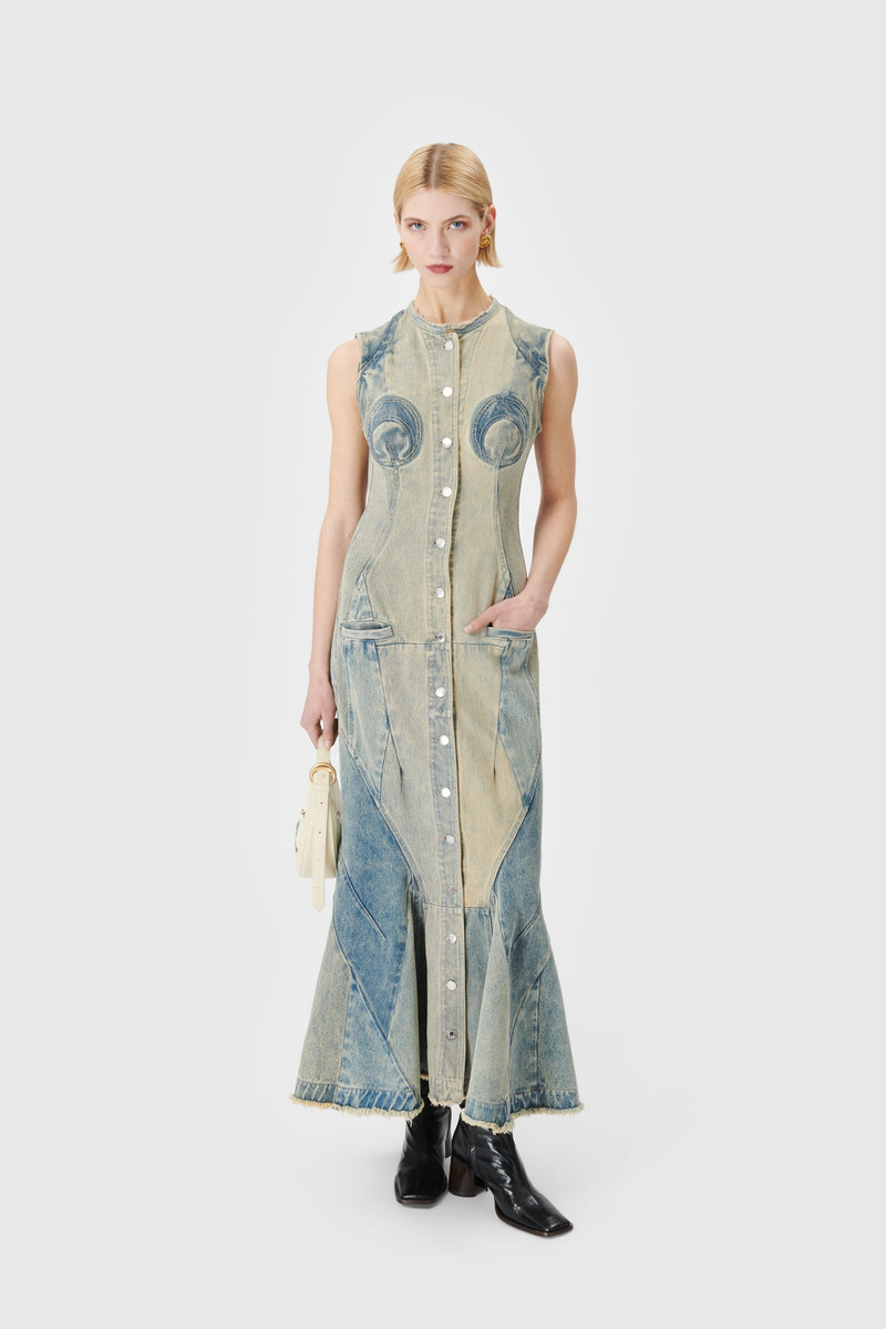 Marine Serre Regenerated Denim Evening Dress outlook