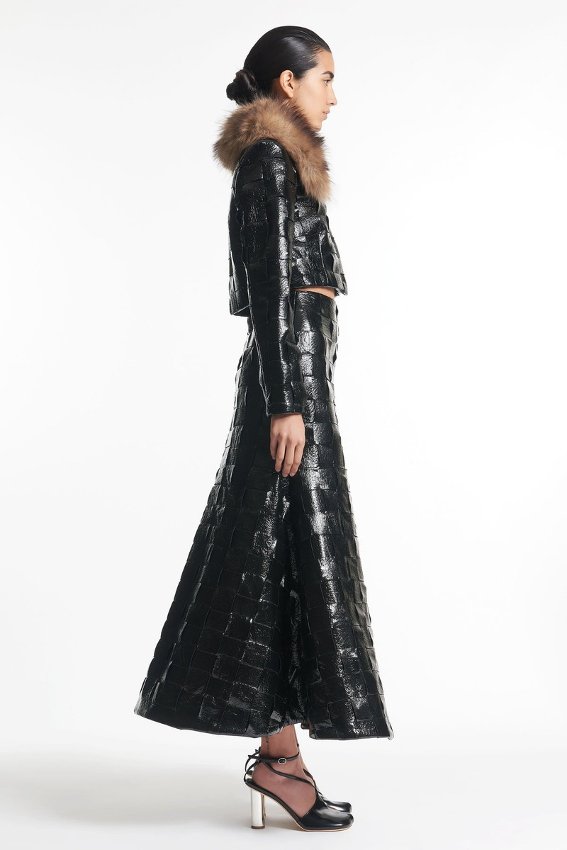 WEAVED JACKET WITH DETACHABLE COLLAR BLACK BROWN 3