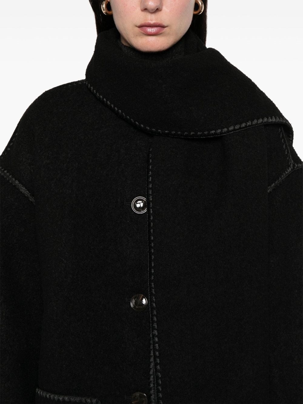 Embroidered scarf wool jacket - 2