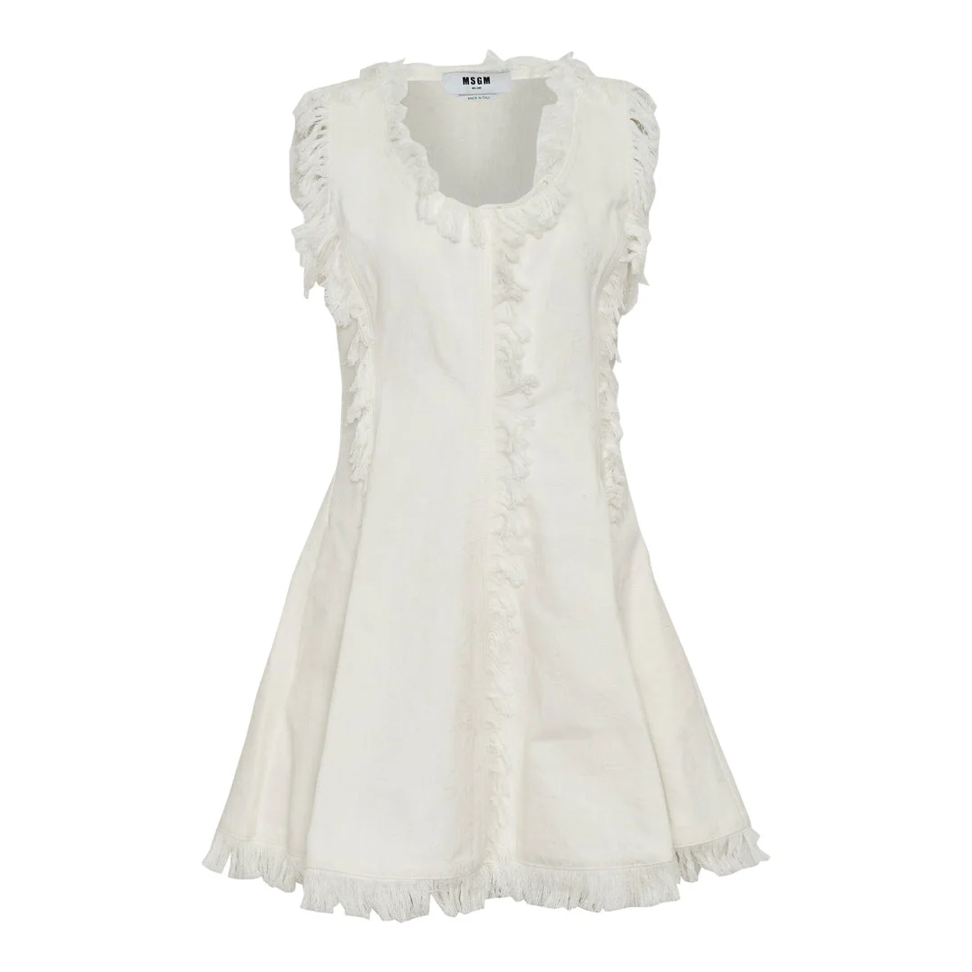 White Textured Dress - 1
