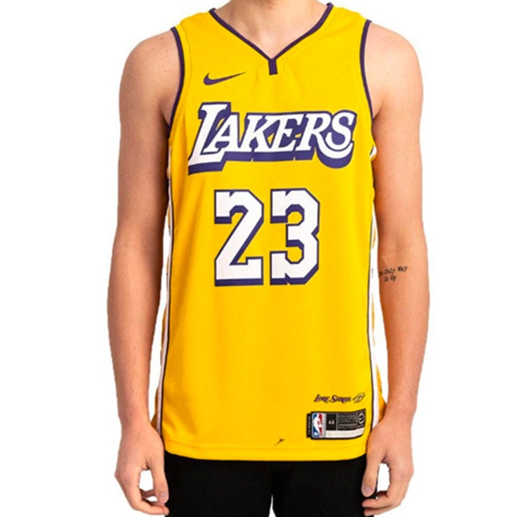 Nike NBA City limited Basketball Vest SW Fan Edition 19-20 Season Lakers LeBron James 23 Yellow AV46 - 3