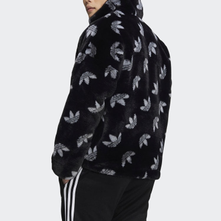 adidas originals Logo Stand Collar Sports Jacket Black HI4656 - 4