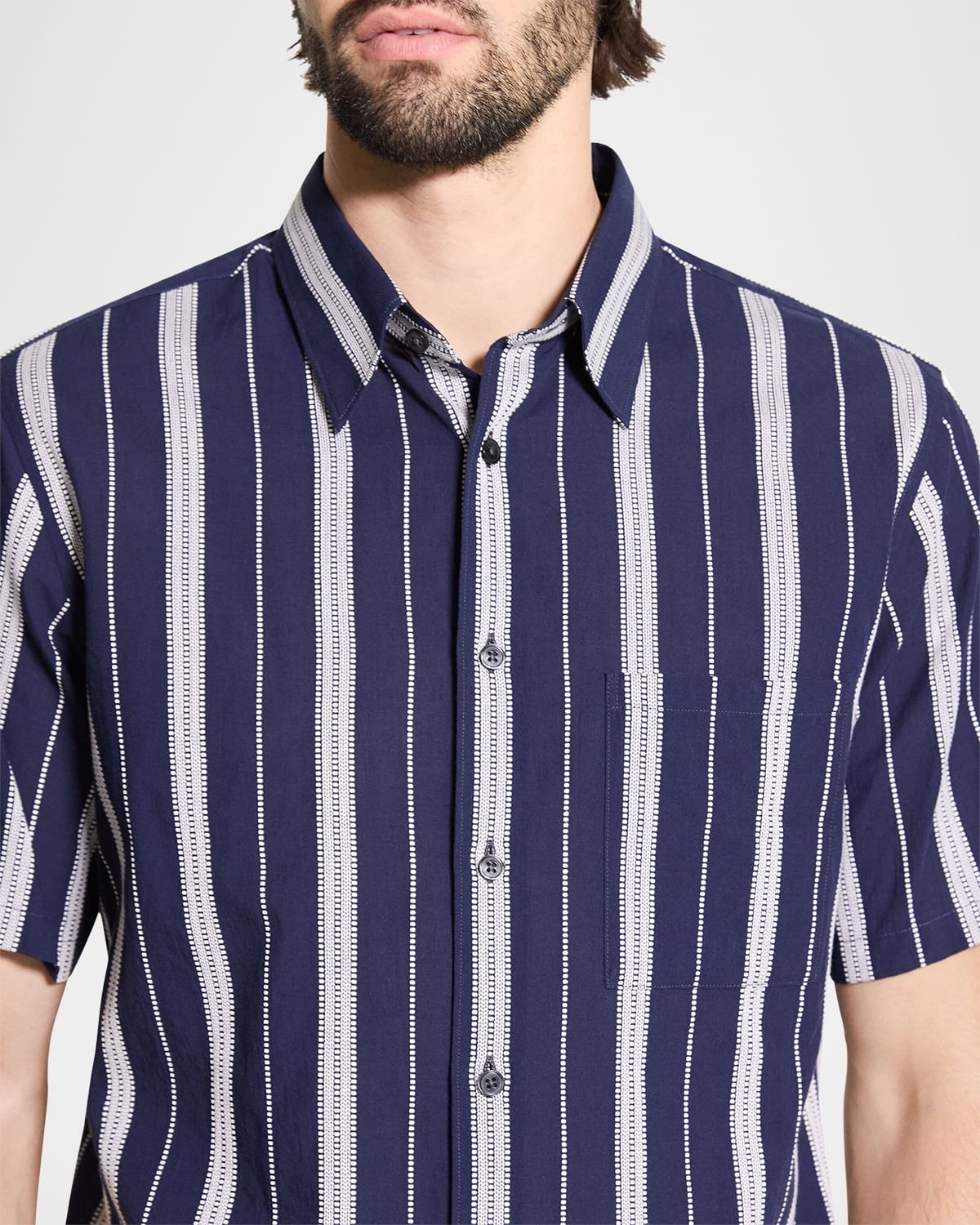 Men's Summer Dobby Stripe Short-Sleeve Shirt - 5